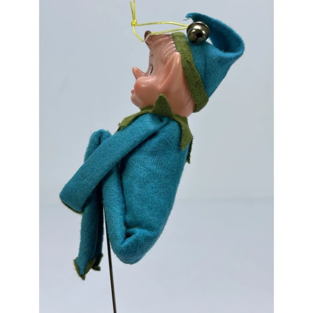 Vintage Knee Hugger Pixie Elf Christmas Ornament Shelf Sitter Made in Japan MCM